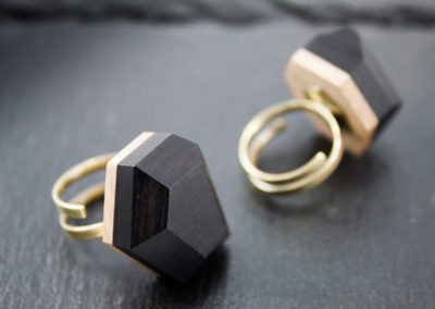 GEMMA - Ebony wood and Brass adjustable rings